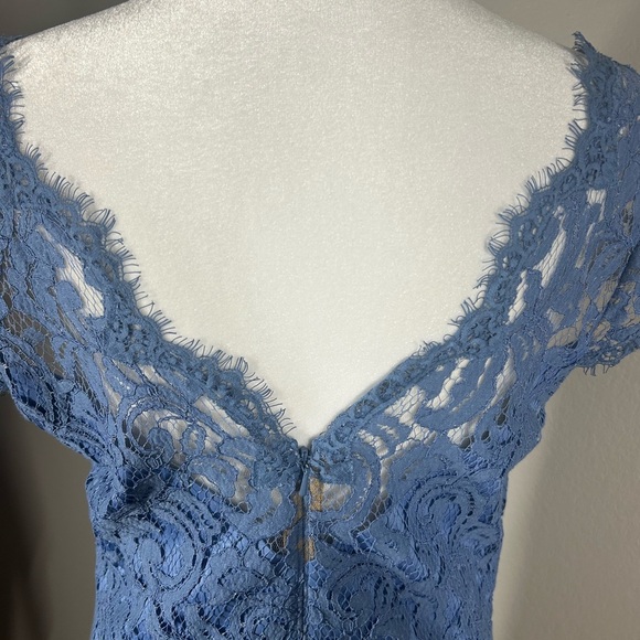 Tadashi Shoji Periwinkle Blue Lace Maxi Gown Fit & Flare Size 10 Wedding Formal - Picture 4 of 12